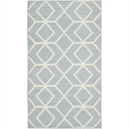 Safavieh 6 ft. x 9 ft. Rectangle Contemporary Dhurries- Blue and Ivory- Flatweave Rug DHU560A-6